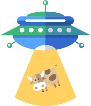 Aliens abducting a cow