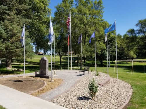 The Alcester VFW received a Keep the Change grant for memorial park upgrades.They removed grass-covered areas and installed brick pavers and concrete.
